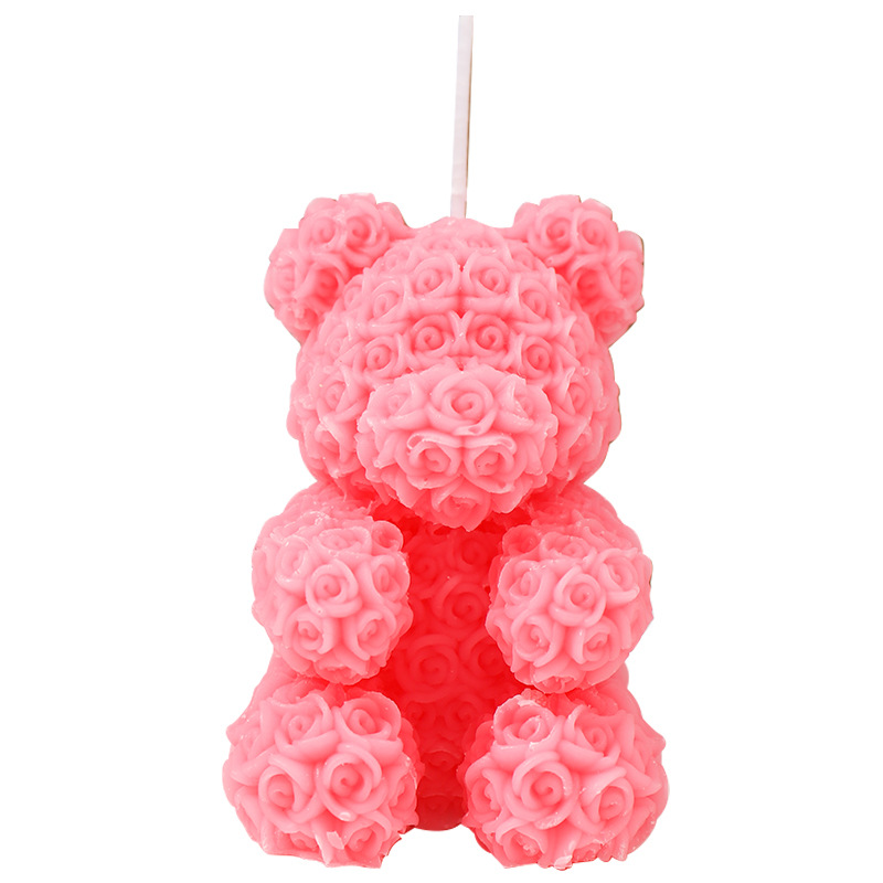 Creative Cute Bear Scented Candle Handmade DIY Rose Bear…